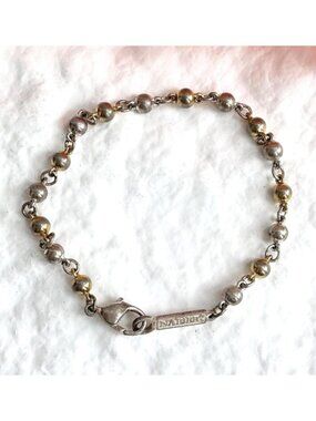 NAPIER Designer Beaded Circa 1960's Dual Silver & Gold Toned Vintage Bracelet